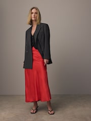 Red Satin Midi Skirt - Image 1 of 4