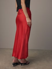 Red Satin Midi Skirt - Image 4 of 4