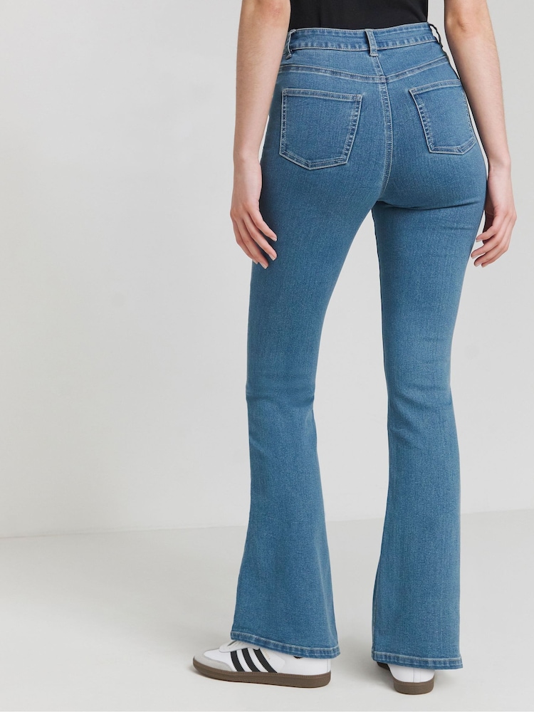Azul - Simply Be Alto Waist Super Stretch Flared Jeans - Imagen 2 de 5