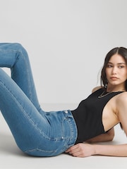 Azul - Simply Be Alto Waist Super Stretch Flared Jeans - Imagen 4 de 5