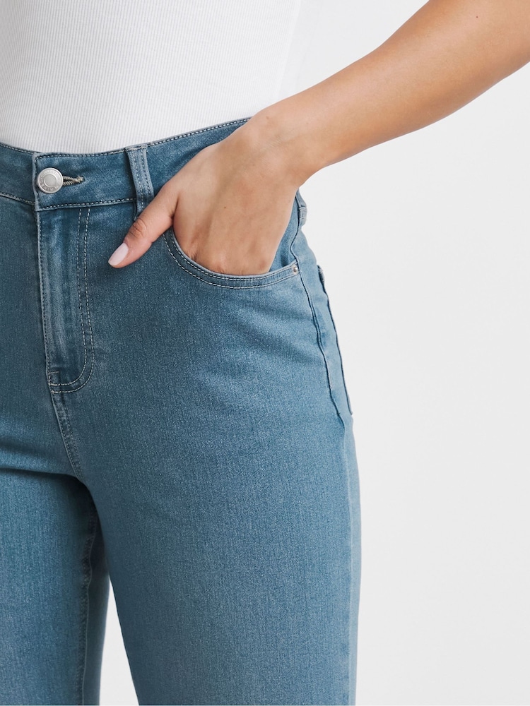 Simply Be Blue High Waist Super Stretch Flared Jeans - Image 4 of 4