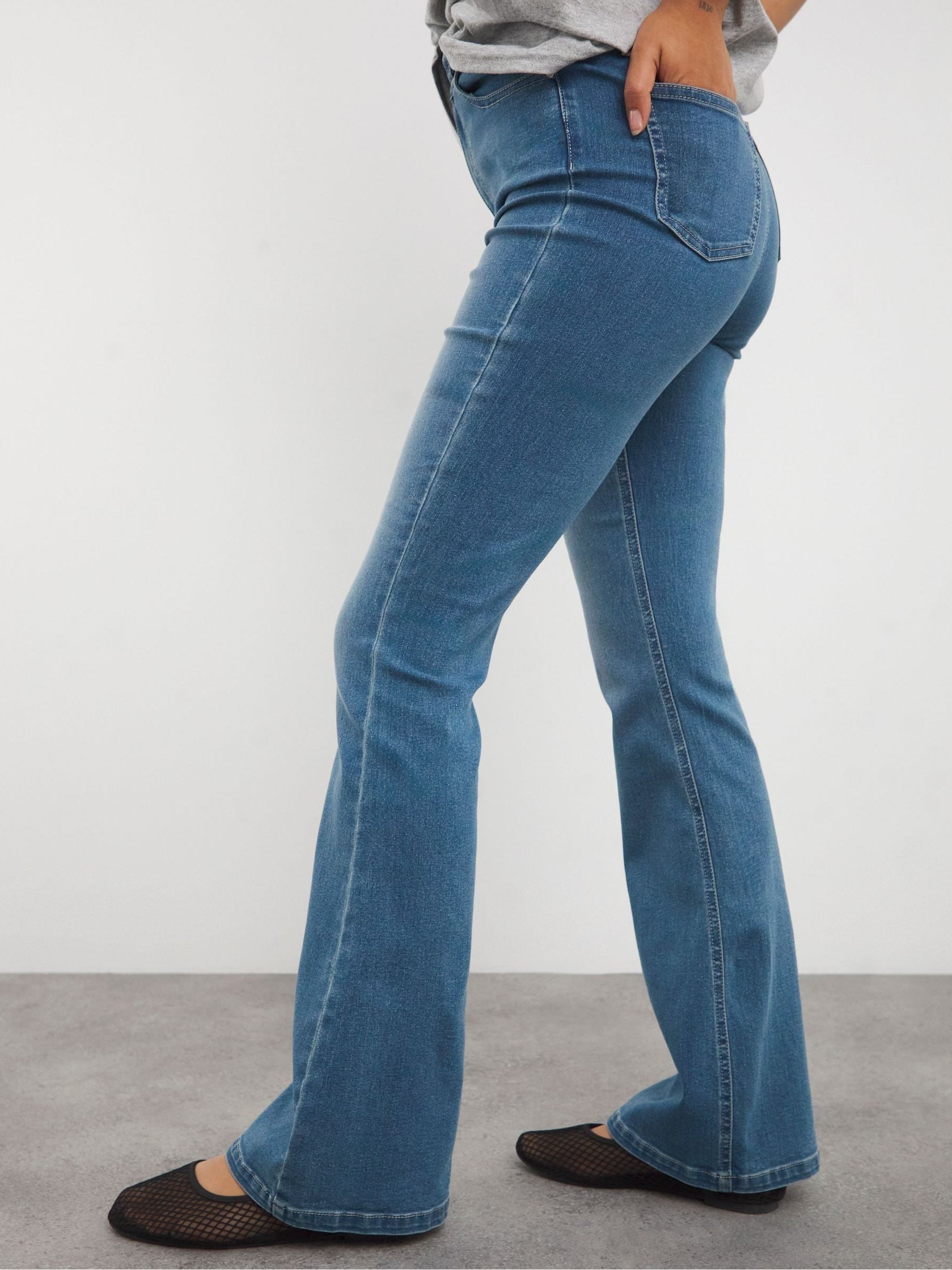 Buy Simply Be Blue High Waist Super Stretch Flared Jeans