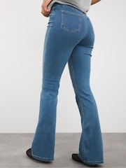 Simply Be Blue High Waist Super Stretch Flared Jeans - Image 8 of 8