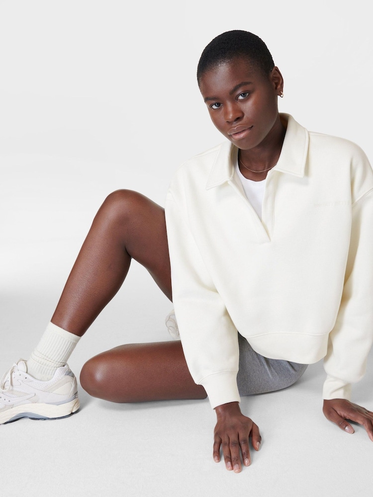 Sweaty Betty Lily White Powerhouse Collared Sweatshirt - Image 2 of 7