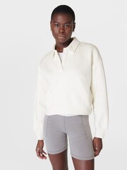 Sweaty Betty Lily White Powerhouse Collared Sweatshirt - Image 5 of 7