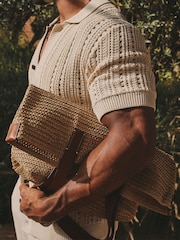 Tailored Athlete Natural Muscle Fit Vertical Stripe Crochet Knitted Shirt - Image 2 of 6