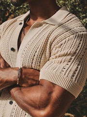 Tailored Athlete Natural Muscle Fit Vertical Stripe Crochet Knitted Shirt - Image 4 of 6