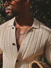 Tailored Athlete Natural Muscle Fit Vertical Stripe Crochet Knitted Shirt - Image 5 of 6