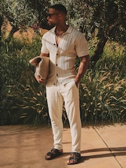 Tailored Athlete Natural Muscle Fit Vertical Stripe Crochet Knitted Shirt - Image 6 of 6