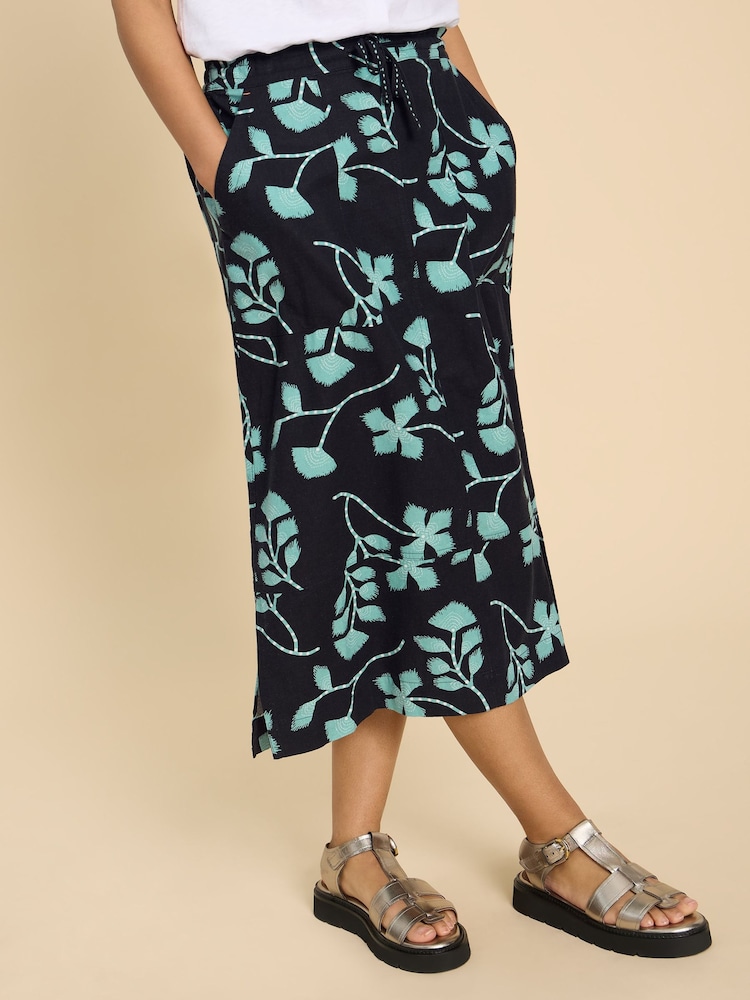 White Stuff Black Linen Blend Elle Skirt - Image 2 of 7