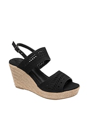 Dunlop Black Wedge Open Toe Sandals - Image 1 of 4