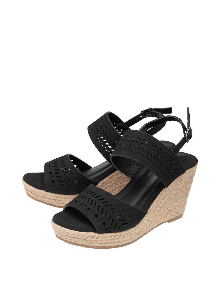 Dunlop Black Wedge Open Toe Sandals - Image 2 of 4