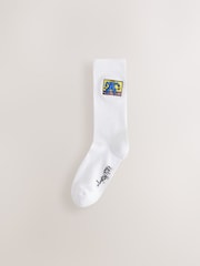 White Keith Haring Embroidered Pattern Socks 2 Pack - Image 3 of 5
