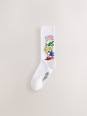 White Keith Haring Embroidered Pattern Socks 2 Pack - Image 4 of 5