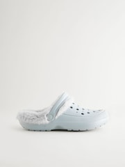 Blue Womens Faux Fur Lined Clogs Slippers - Image 1 of 5