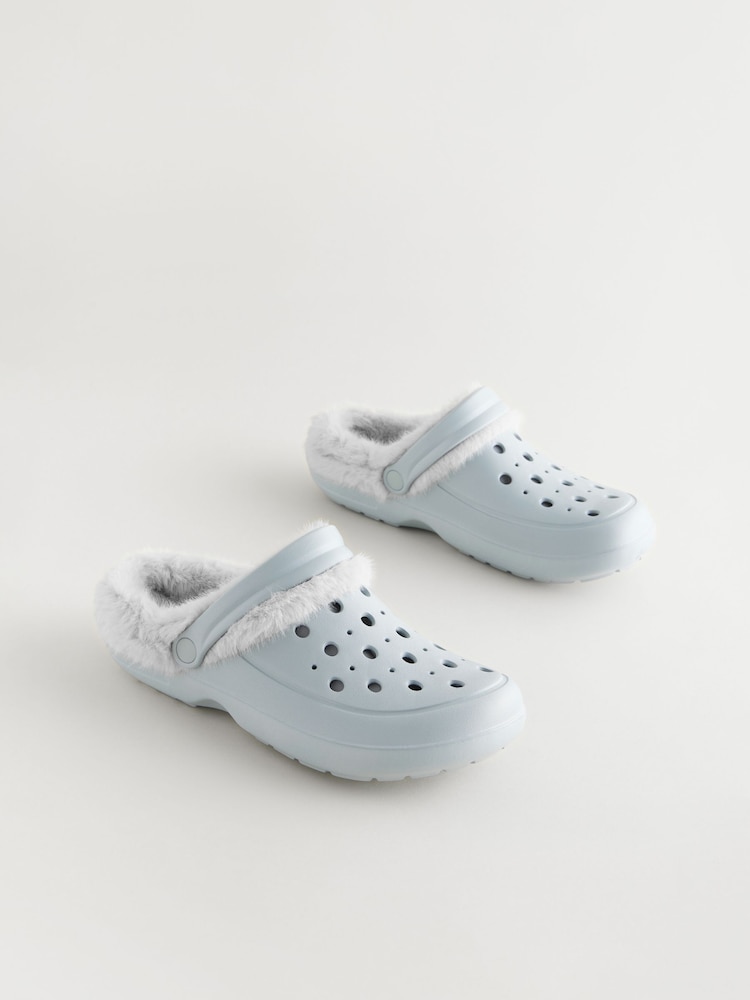 Blue Womens Faux Fur Lined Clogs Slippers - Image 2 of 5