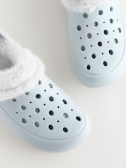 Blue Womens Faux Fur Lined Clogs Slippers - Image 3 of 5