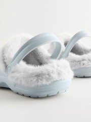Blue Womens Faux Fur Lined Clogs Slippers - Image 4 of 5