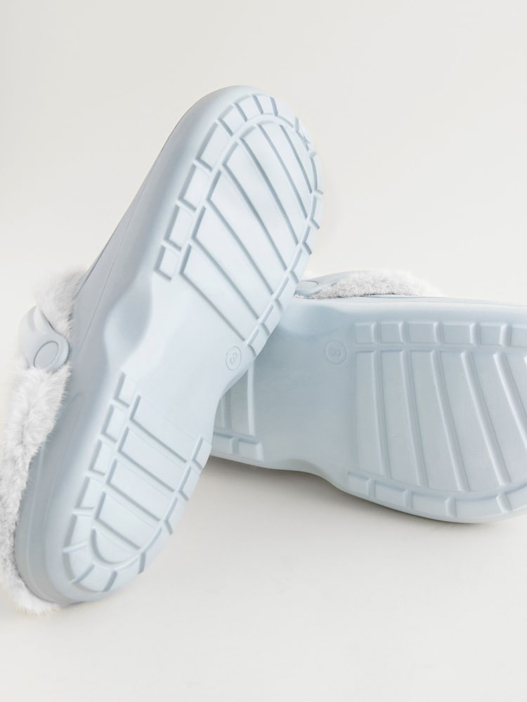Blue Womens Faux Fur Lined Clogs Slippers - Image 5 of 5
