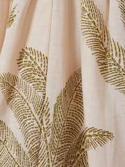Reiss Neutral/Green Anna Petite 100% Linen Tropical Print Midi Dress - Image 6 of 7