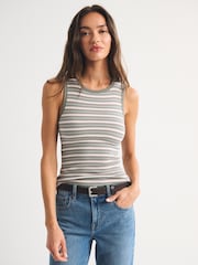 Abercrombie & Fitch Green Bra-Free Ribbed High Neck Vest - Image 3 of 6