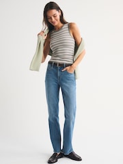 Abercrombie & Fitch Green Bra-Free Ribbed High Neck Vest - Image 4 of 6