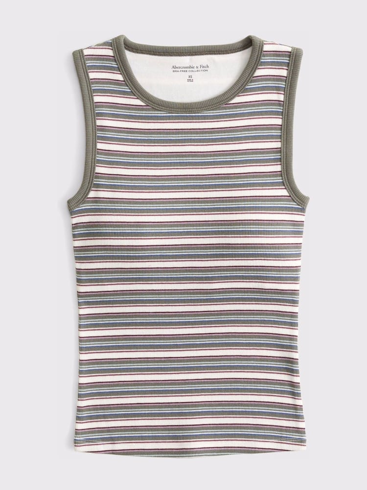 Abercrombie & Fitch Green Bra-Free Ribbed High Neck Vest - Image 6 of 6