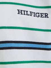 Tommy Hilfiger White Monotype 100% Cotton Stripes T-Shirt - Image 6 of 6