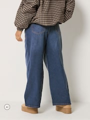 PixieGirl Petite Blue Plait Pocket Wide Leg Jeans - Image 3 of 6