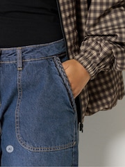 PixieGirl Petite Blue Plait Pocket Wide Leg Jeans - Image 4 of 6