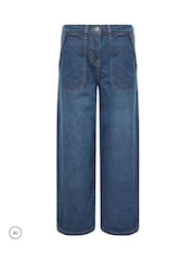 PixieGirl Petite Blue Plait Pocket Wide Leg Jeans - Image 5 of 6