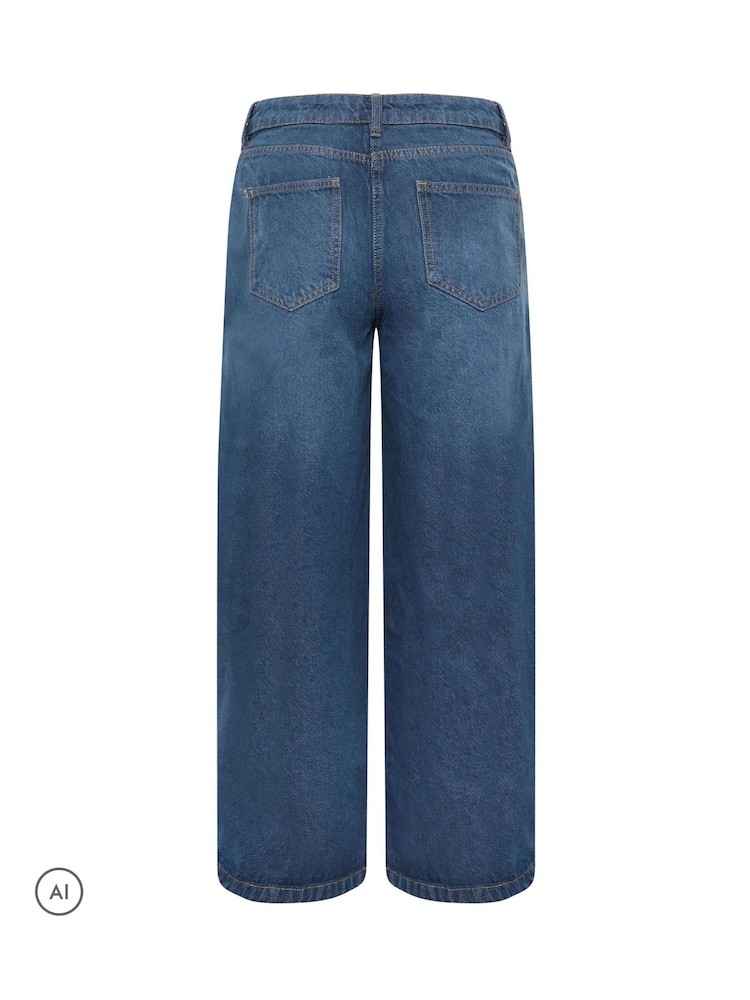 PixieGirl Petite Blue Plait Pocket Wide Leg Jeans - Image 6 of 6