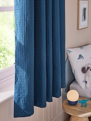 Navy Waffle Texture Eyelet Blackout Curtains - Image 1 of 7