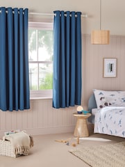 Navy Waffle Texture Eyelet Blackout Curtains - Image 2 of 7