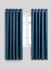 Navy Waffle Texture Eyelet Blackout Curtains - Image 4 of 7