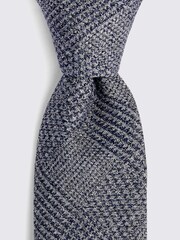 MOSS Blue Textured Prince Of Wales Check Tie - Image 2 of 2