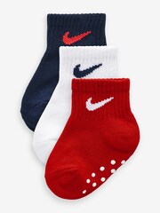 Nike Red Kids Little Gripper Socks 3 Pack - Image 1 of 4