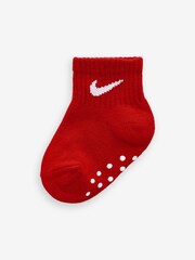 Nike Red Kids Little Gripper Socks 3 Pack - Image 2 of 4