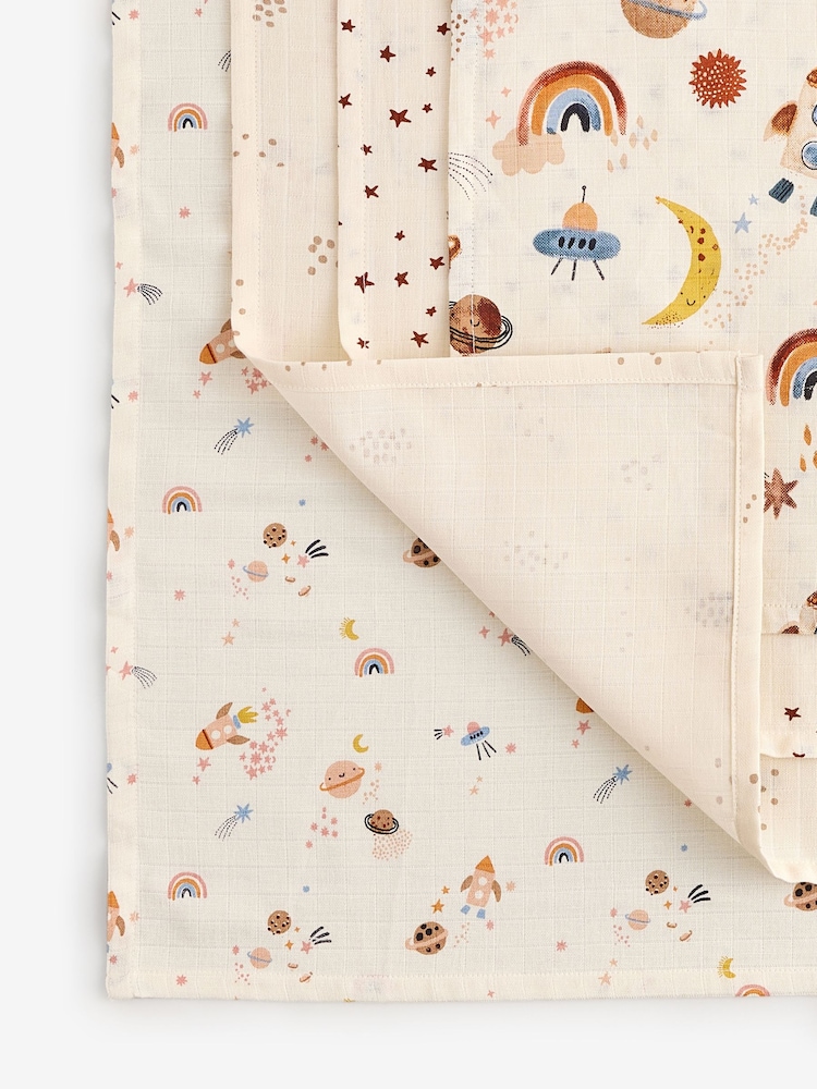 Neutral Space Baby Muslins 100% Cotton Cloths 4 Pack - Image 10 of 11