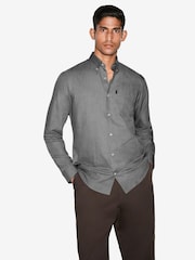 Grey Marl Slim Fit Button Down Easy Iron Oxford Shirt - Image 1 of 8