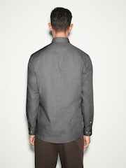 Grey Marl Slim Fit Button Down Easy Iron Oxford Shirt - Image 3 of 8
