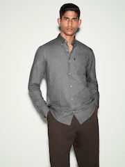 Grey Marl Slim Fit Button Down Easy Iron Oxford Shirt - Image 6 of 8