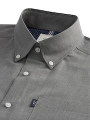 Grey Marl Slim Fit Button Down Easy Iron Oxford Shirt - Image 7 of 8