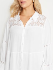 Yours Curve White Boho Long Sleeve Tiered Shirt - Image 4 of 5