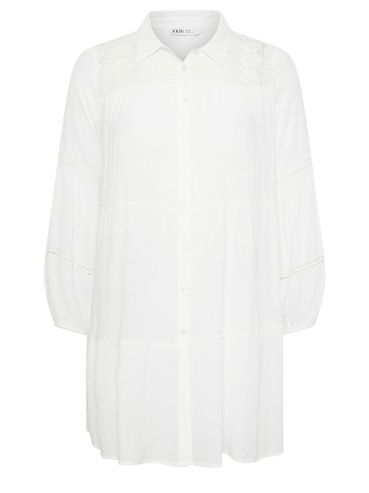 Yours Curve White Boho Long Sleeve Tiered Shirt - Image 5 of 5