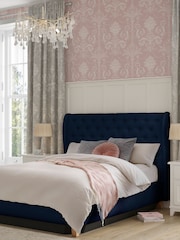 Laura Ashley Annaly Velvet Midnight Navy Chatsworth Ottoman Storage Bed Upholstered - Image 2 of 7