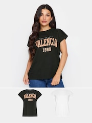 Pack de 2 camisetas de algodón 100 % con eslogan "Valencia" de PixieGirl Petite - Imagen 1 de 5