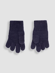 JoJo Maman Bébé Navy Blue Rib Hat & Gloves Set - Image 4 of 4