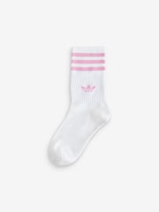 adidas Originals Pink/White Mid Cut Glitter Crew Socks 2 Pack - Image 3 of 5