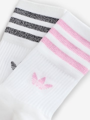 adidas Originals Pink/White Mid Cut Glitter Crew Socks 2 Pack - Image 4 of 5